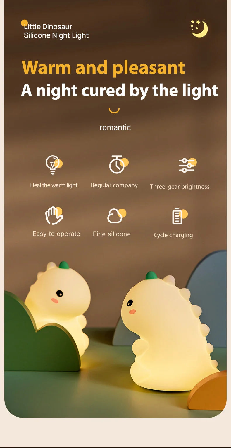 Dinosaur LED Night Light β Dimmable Silicone Lamp for Kids π¦