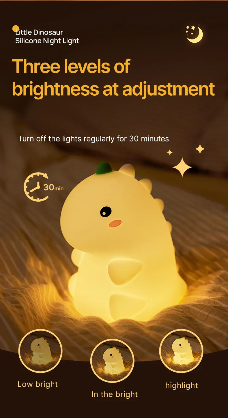 Dinosaur LED Night Light β Dimmable Silicone Lamp for Kids π¦