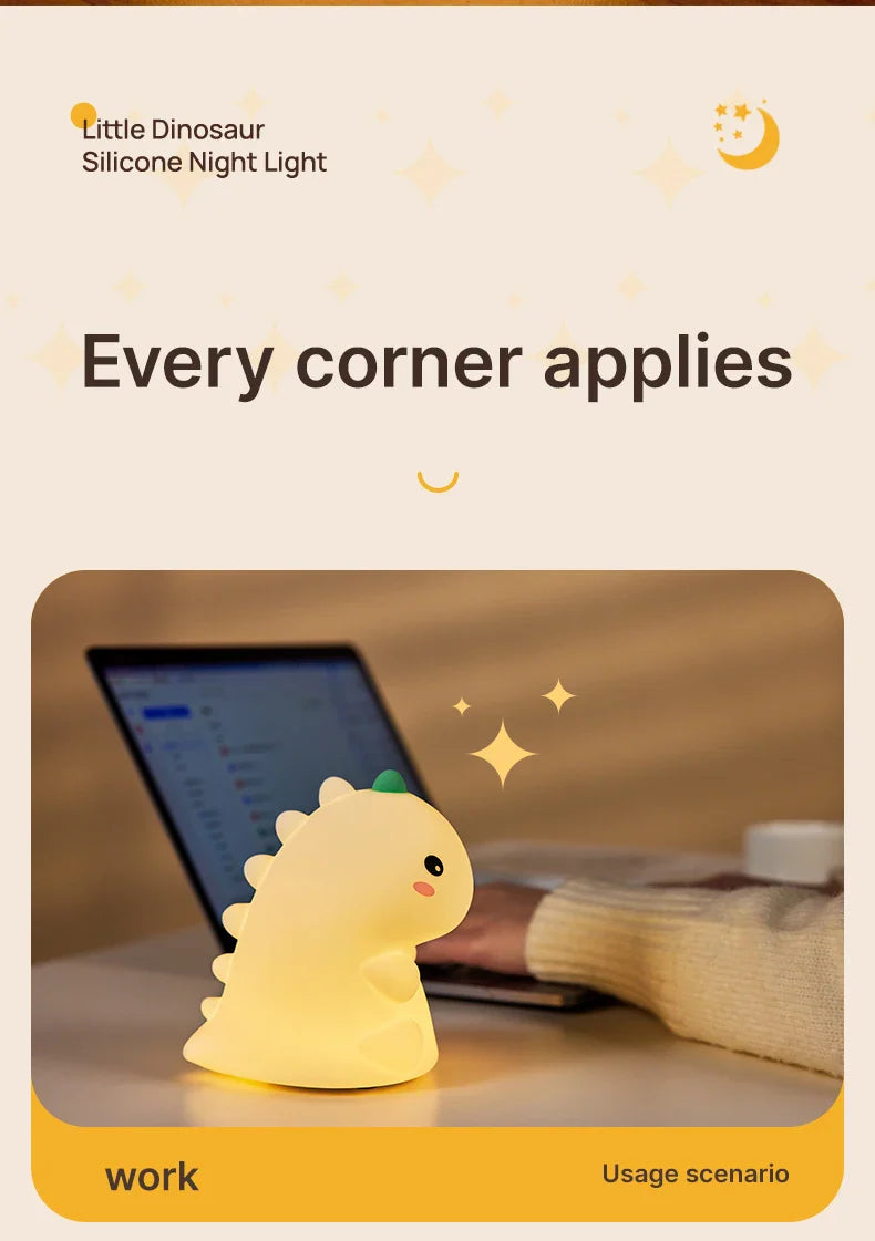 Dinosaur LED Night Light β Dimmable Silicone Lamp for Kids π¦