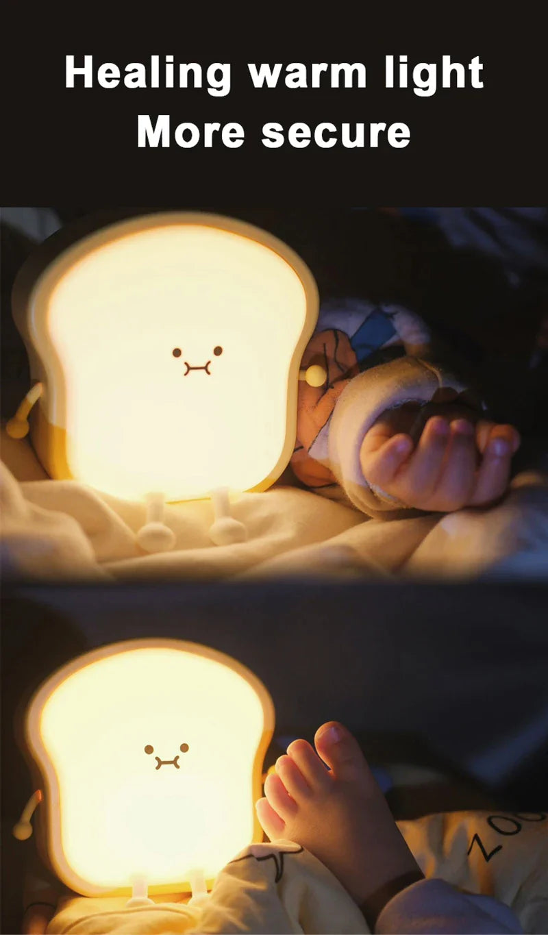 Toast Bread LED Night Light β Touch Sensor Silicone USB Lamp with Phone Holder π
