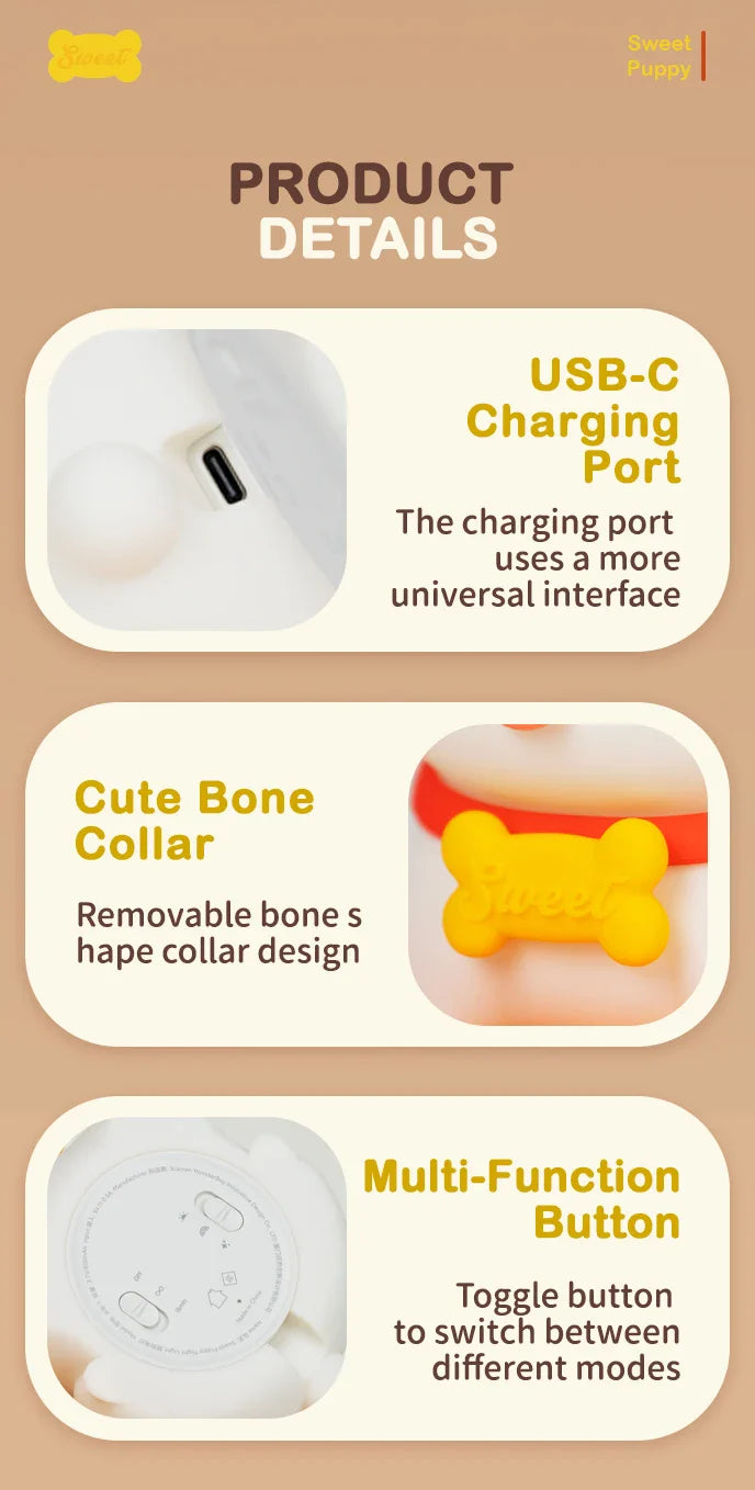 Dog LED Night Light β Soft Silicone Multi-Color USB Lamp πΆ