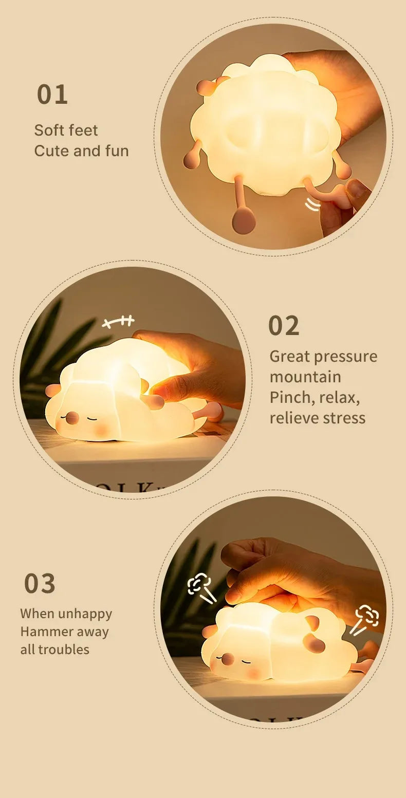 Sheep LED Night Light β USB Silicone Lamp with Phone Holder π