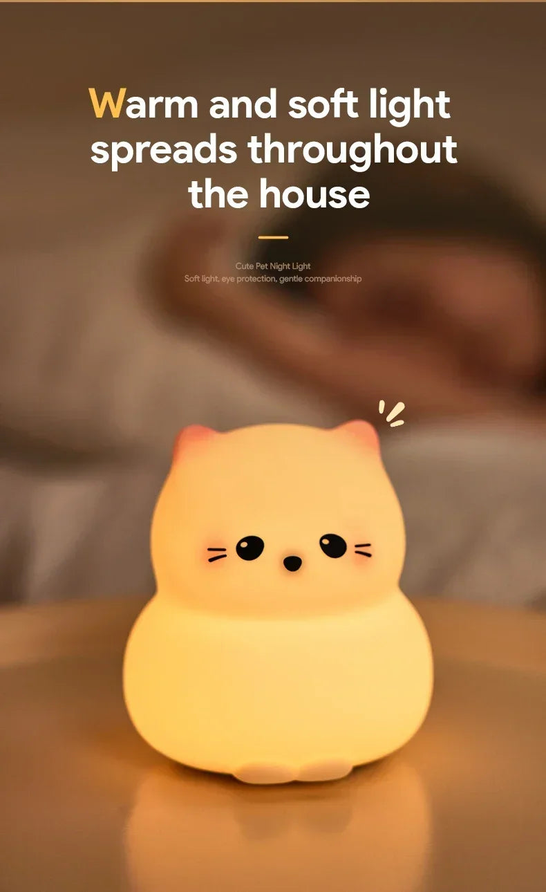 Cat LED Night Light β Soft Silicone Pat Lamp for Kids π±