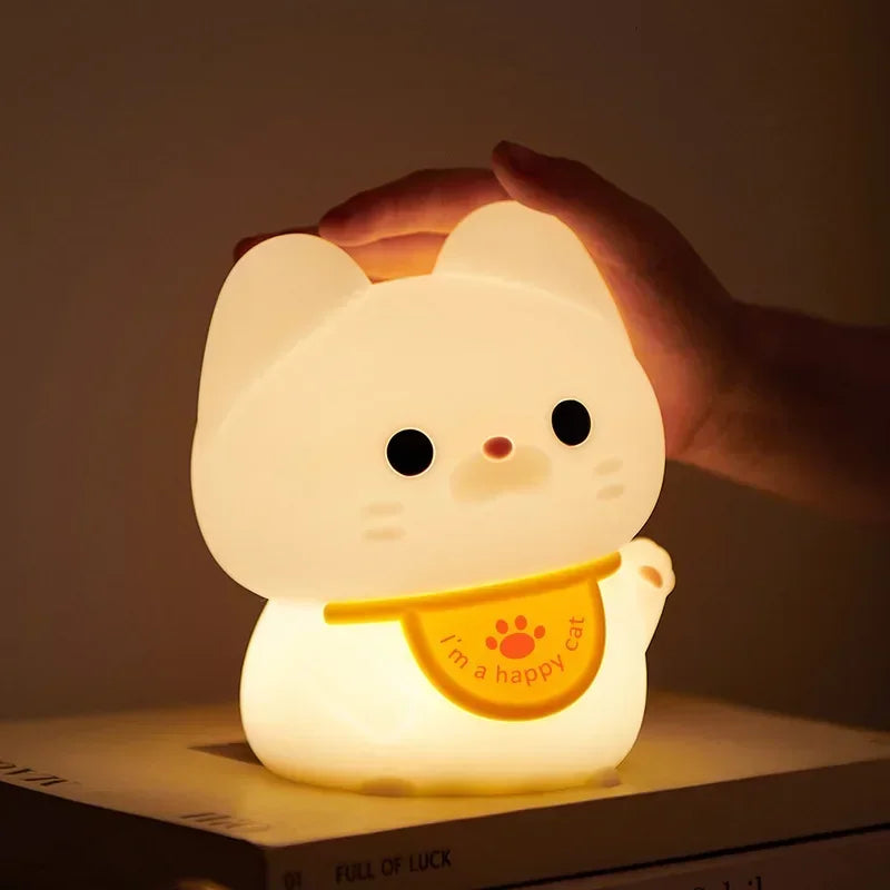 Lucky Cat LED Night Light β Touch Sensor USB Rechargeable Lamp π±