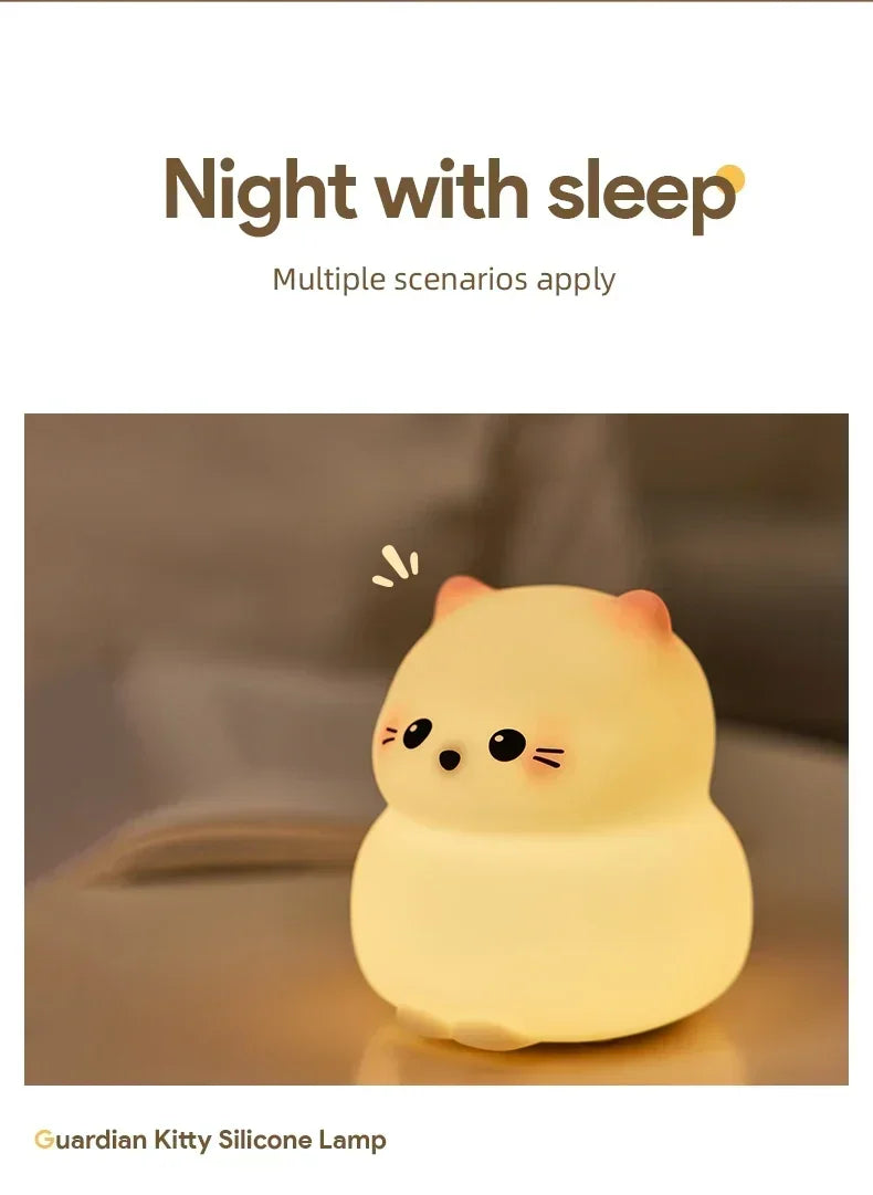 Cat LED Night Light β Soft Silicone Pat Lamp for Kids π±