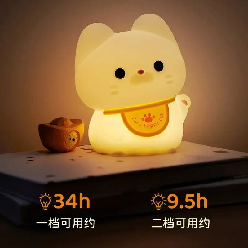 Lucky Cat LED Night Light β Touch Sensor USB Rechargeable Lamp π±