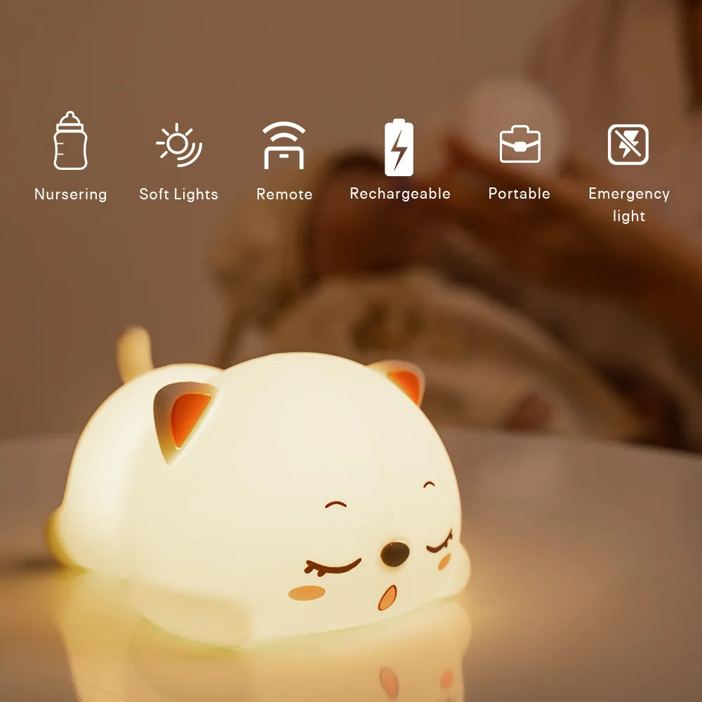 Cat LED Night Light β Touch & Remote Silicone USB Lamp π±