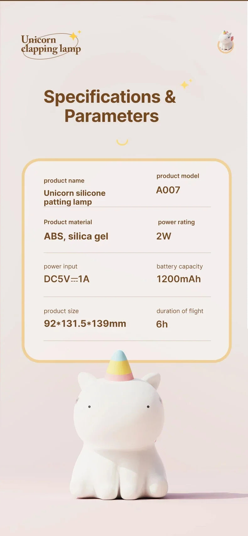 Cartoon Unicorn LED Night Lamp β Cute Silicone Pat Light for Cozy Reading & Decor
