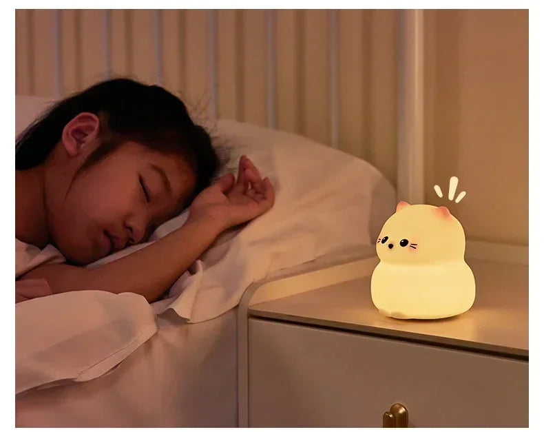 Cat LED Night Light β Soft Silicone Pat Lamp for Kids π±