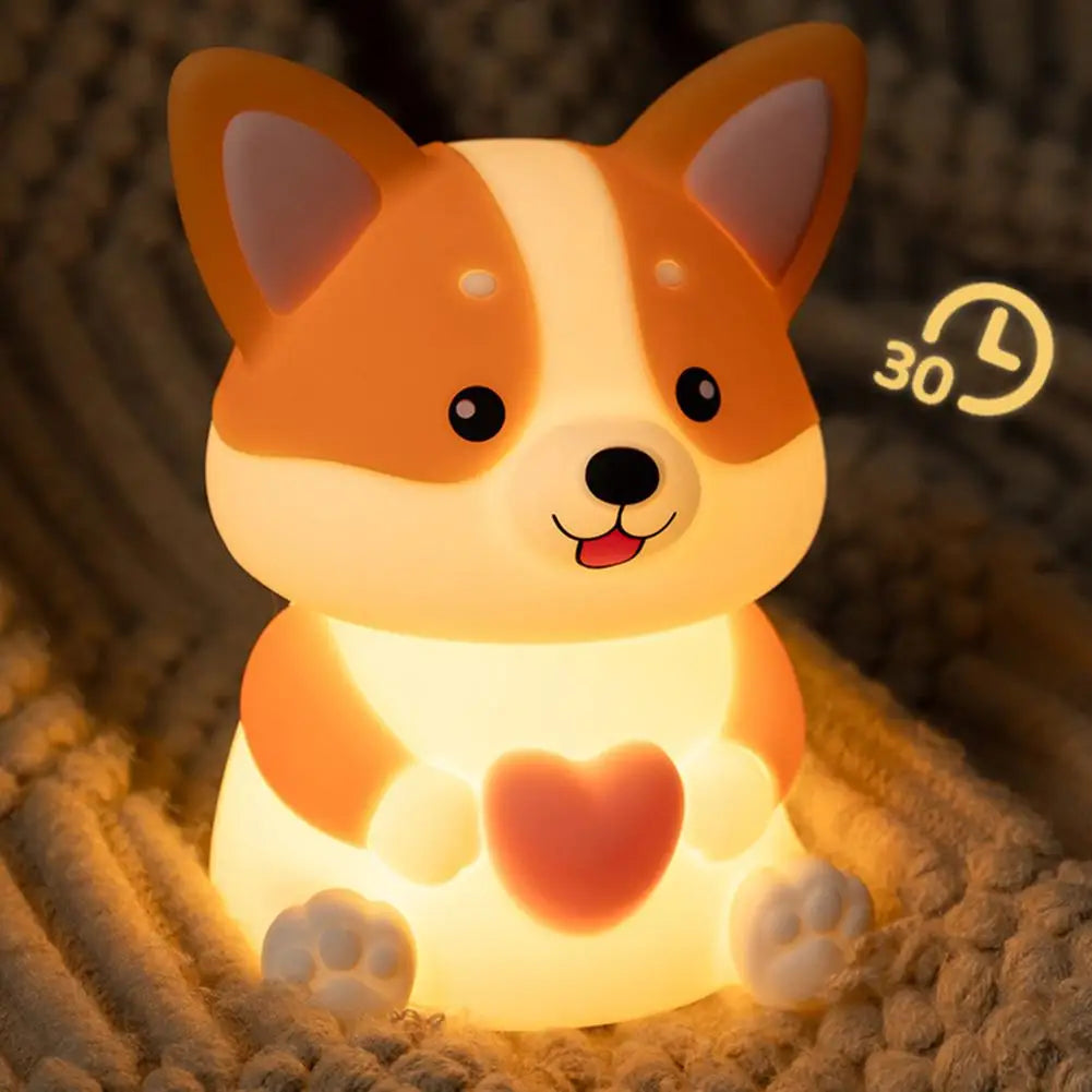 Corgi LED Night Light β 3-Mode Silicone USB Lamp for Kids πΆ
