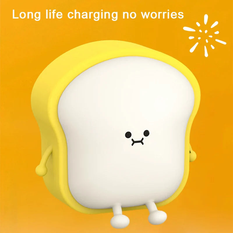 Toast Bread LED Night Light β Touch Sensor Silicone USB Lamp with Phone Holder π