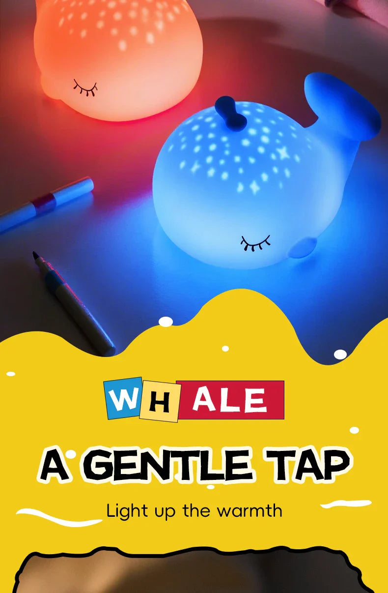 Starry Whale LED Night Light β Soft Glow USB Touch Lamp π