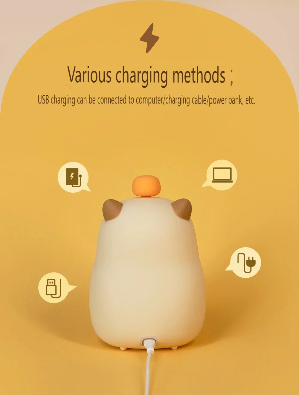 Capybara LED Night Light & Alarm Clock β Silicone USB Rechargeable Lamp