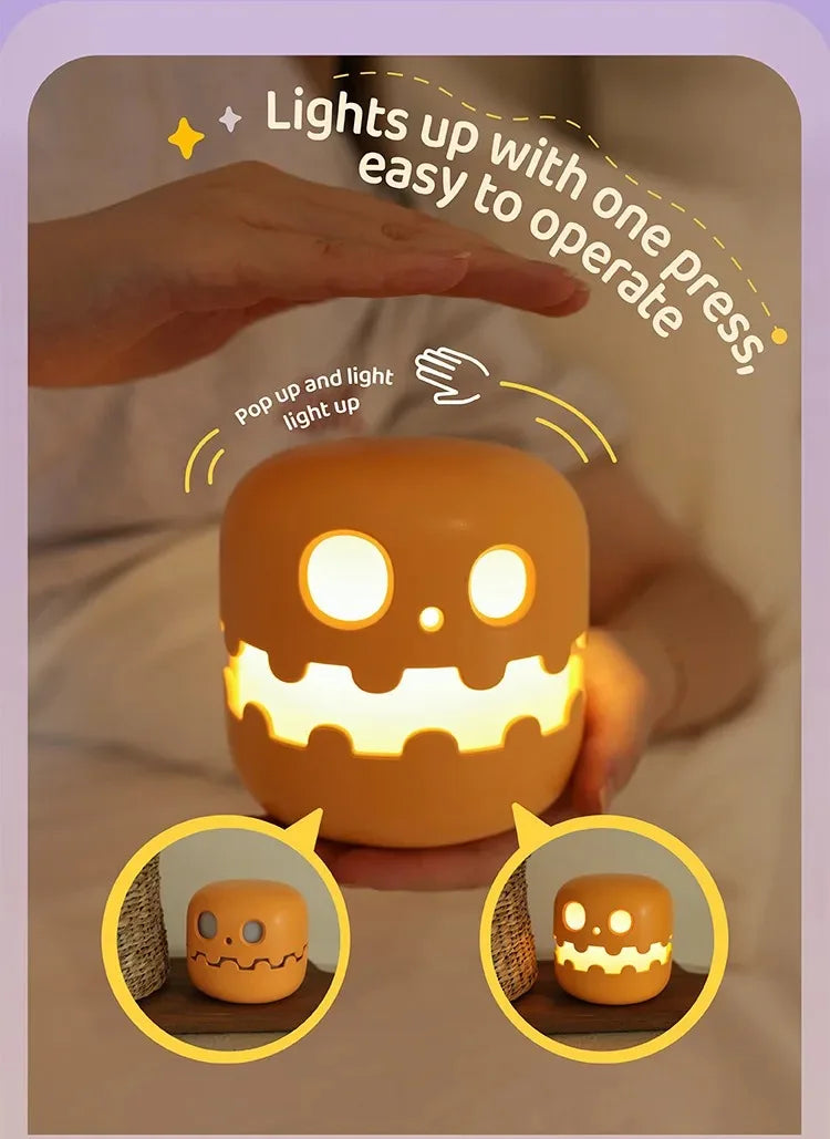 Pumpkin LED Night Light β Timed Brightness Adjustable Desktop Lamp π