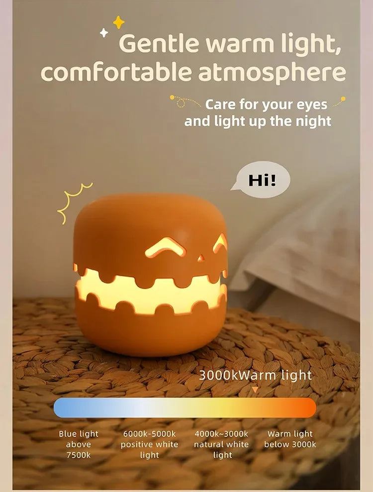 Pumpkin LED Night Light β Timed Brightness Adjustable Desktop Lamp π