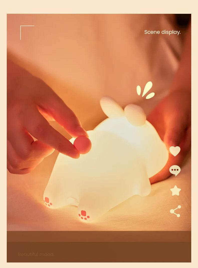 Soft Silicone Rabbit Night Lamp β Cute Cartoon Touch Light for Kids & Nursery Gift