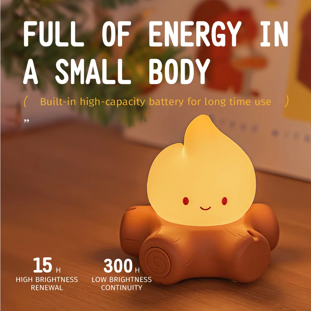 Campfire LED Night Light – Creative Bedside & Desk Lamp 🔥