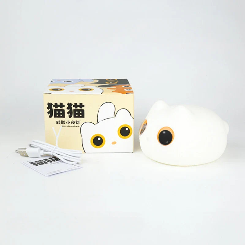 3D Cat LED Night Light – Anime Silicone Touch Lamp USB Rechargeable 🐾