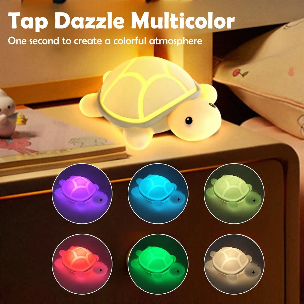 Turtle LED Night Light β Colorful Silicone Lamp for Kidsβ Rooms π’