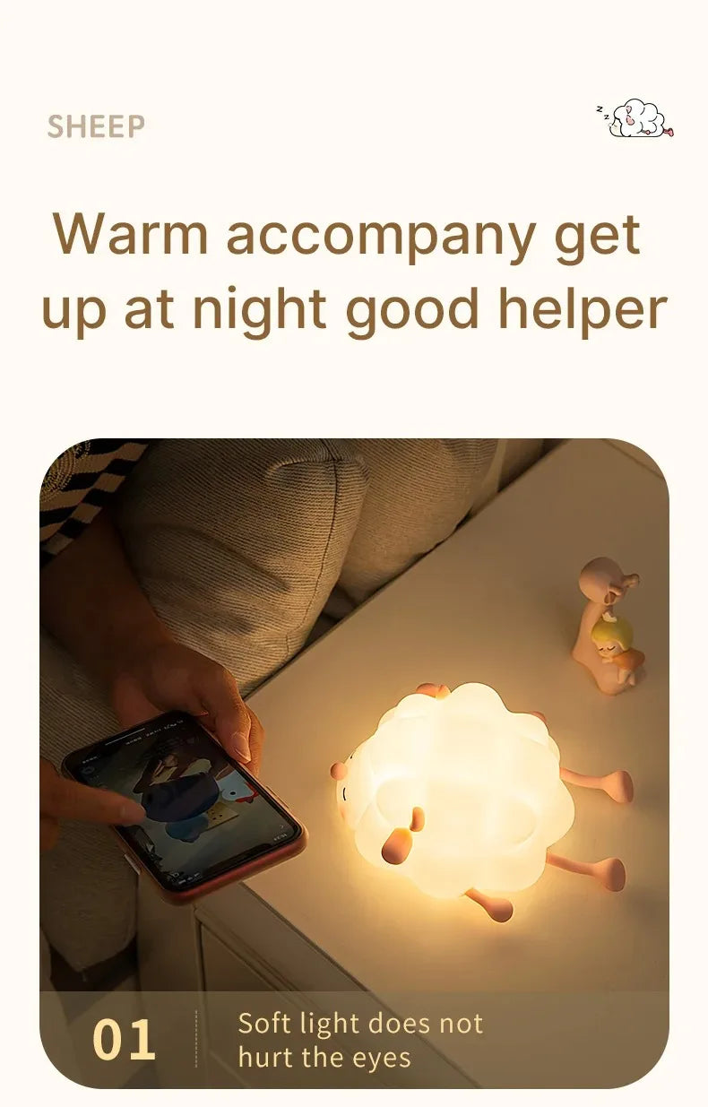 Sheep LED Night Light β USB Silicone Lamp with Phone Holder π