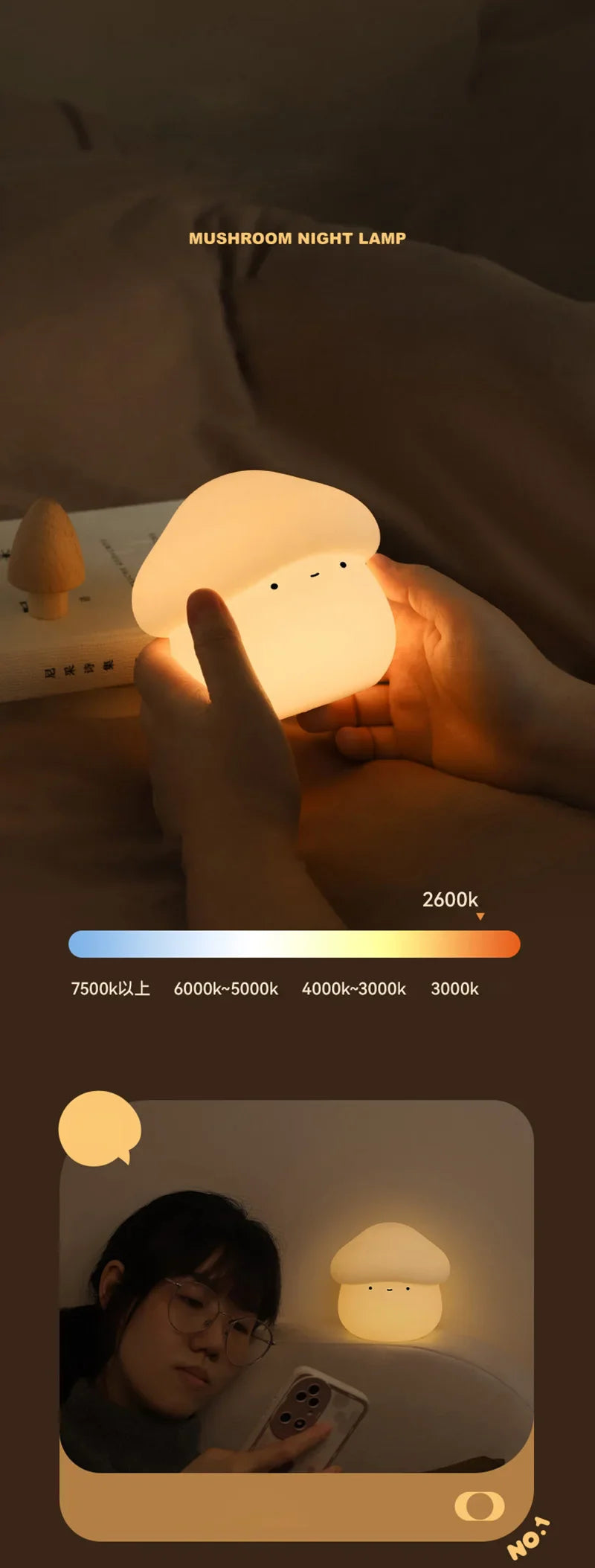 Mushroom LED Night Light β Dimmable Silicone Lamp for Kids π