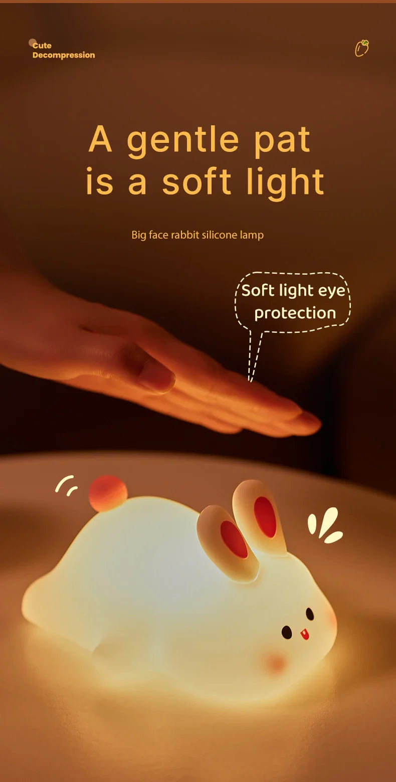 Soft Silicone Rabbit Night Lamp β Cute Cartoon Touch Light for Kids & Nursery Gift
