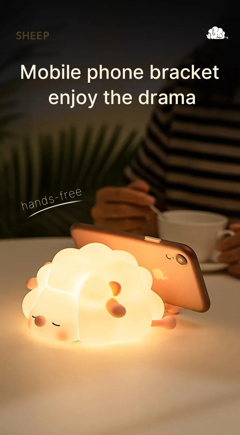 Sheep LED Night Light β USB Silicone Lamp with Phone Holder π