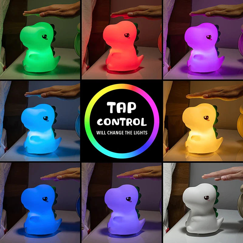 Dinosaur LED Night Light β Touch Sensor Color-Changing Silicone Lamp π¦