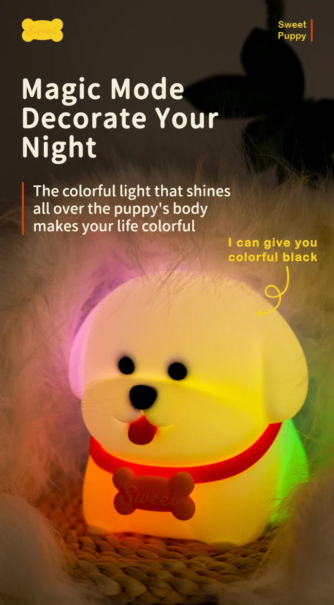 Dog LED Night Light β Soft Silicone Multi-Color USB Lamp πΆ