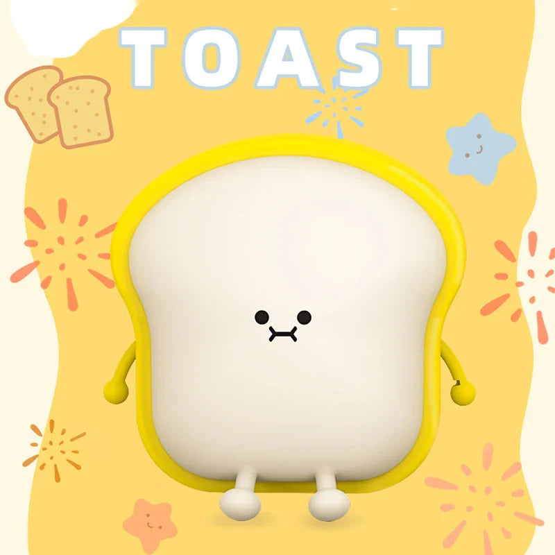 Toast Bread LED Night Light β Touch Sensor Silicone USB Lamp with Phone Holder π