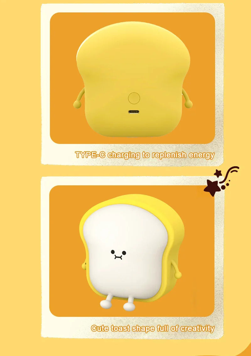 Toast Bread LED Night Light β Touch Sensor Silicone USB Lamp with Phone Holder π
