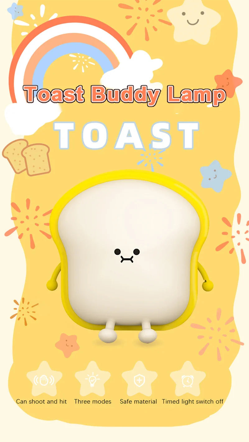 Toast Bread LED Night Light β Touch Sensor Silicone USB Lamp with Phone Holder π