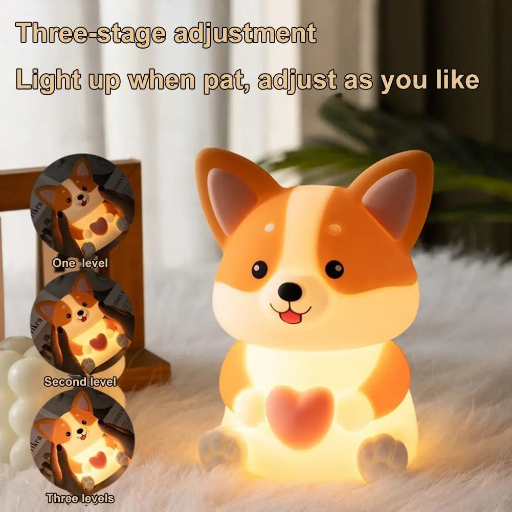 Corgi LED Night Light β 3-Mode Silicone USB Lamp for Kids πΆ