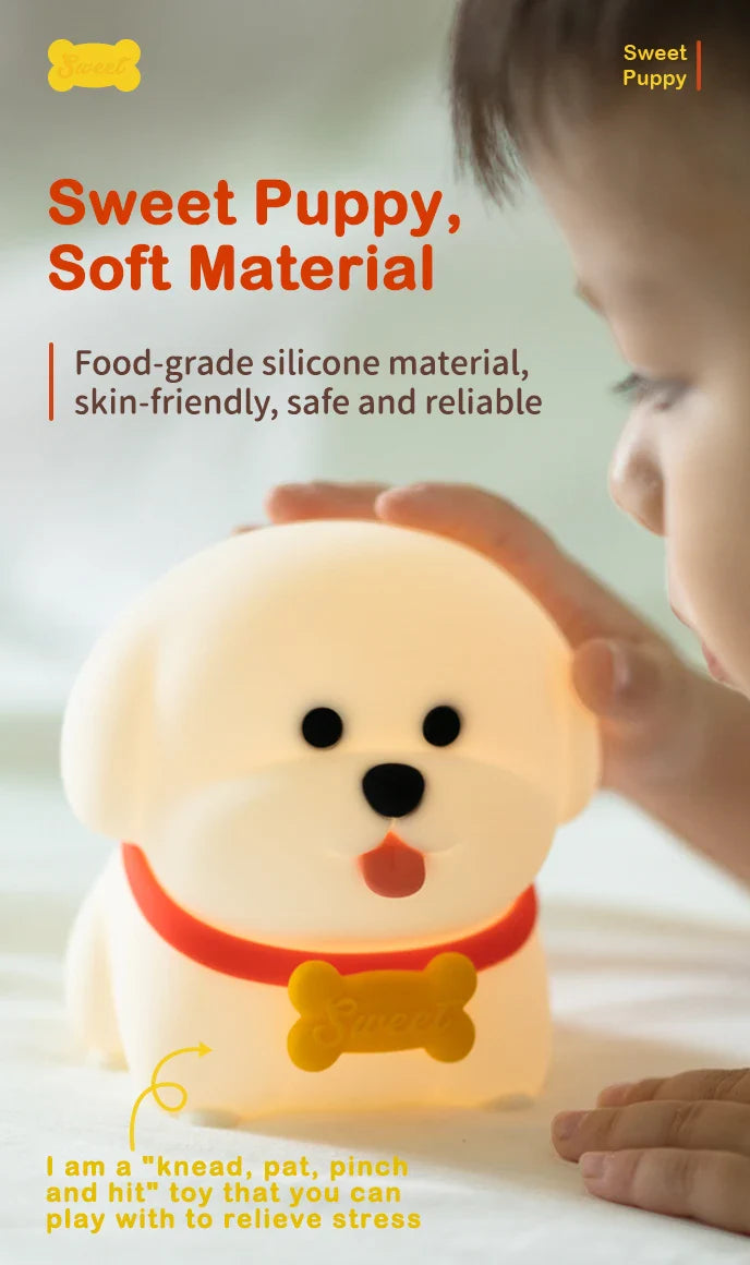 Dog LED Night Light β Soft Silicone Multi-Color USB Lamp πΆ