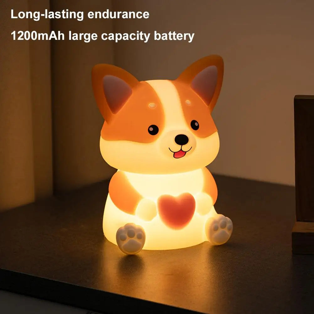 Corgi LED Night Light β 3-Mode Silicone USB Lamp for Kids πΆ