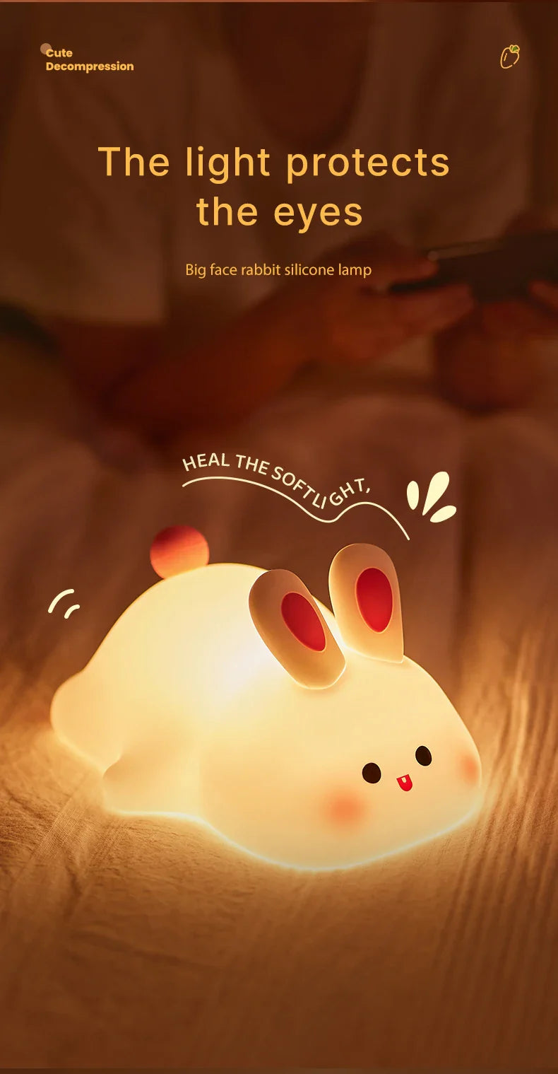 Soft Silicone Rabbit Night Lamp β Cute Cartoon Touch Light for Kids & Nursery Gift
