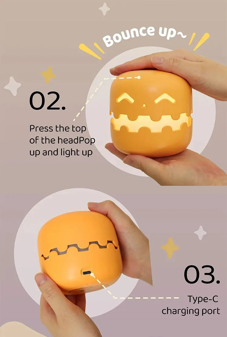 Pumpkin LED Night Light β Timed Brightness Adjustable Desktop Lamp π