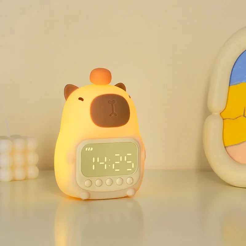 Capybara LED Night Light & Alarm Clock β Silicone USB Rechargeable Lamp