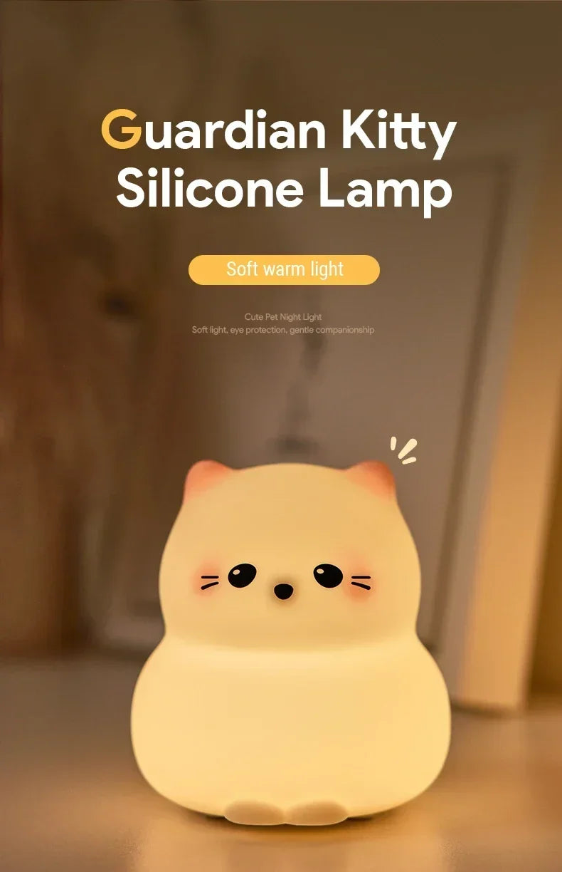 Cat LED Night Light β Soft Silicone Pat Lamp for Kids π±