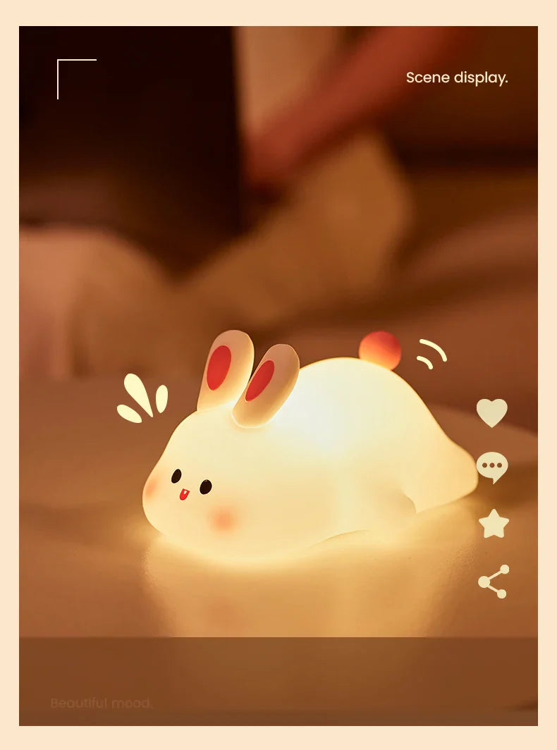 Soft Silicone Rabbit Night Lamp β Cute Cartoon Touch Light for Kids & Nursery Gift
