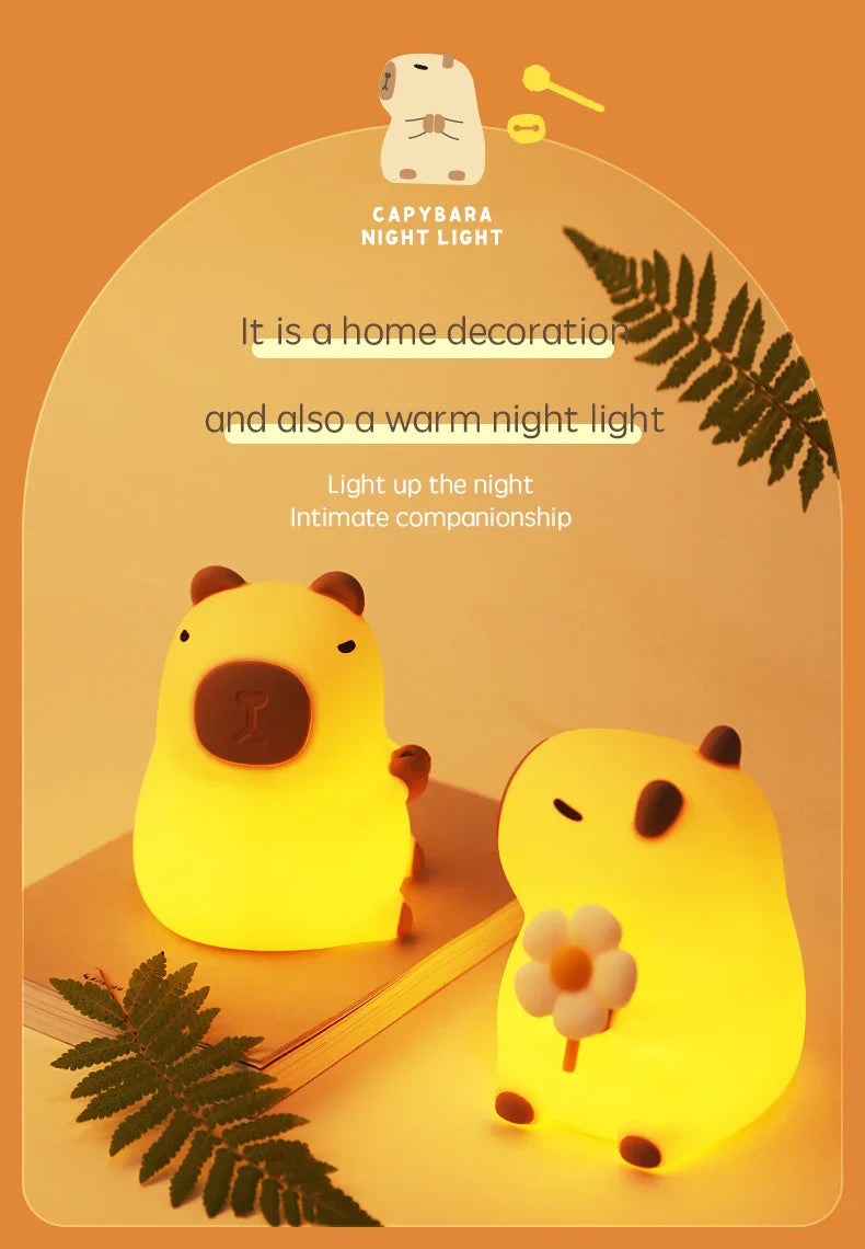Capybara LED Night Light β Touch Sensor, Dimmable USB Lamp πΎ
