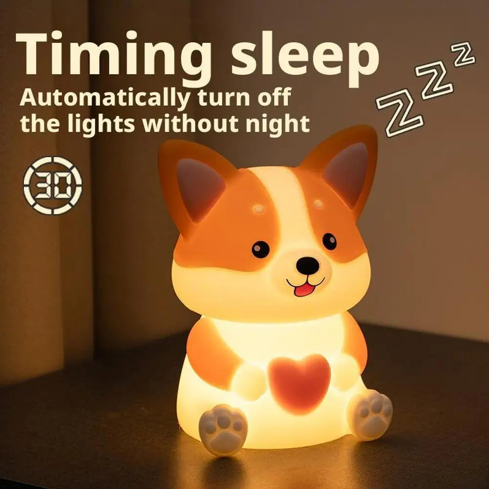 Corgi LED Night Light β 3-Mode Silicone USB Lamp for Kids πΆ