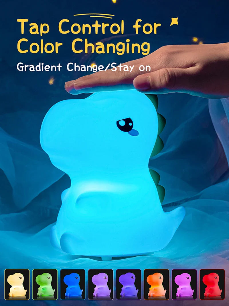 Dinosaur LED Night Light β Touch Sensor Color-Changing Silicone Lamp π¦