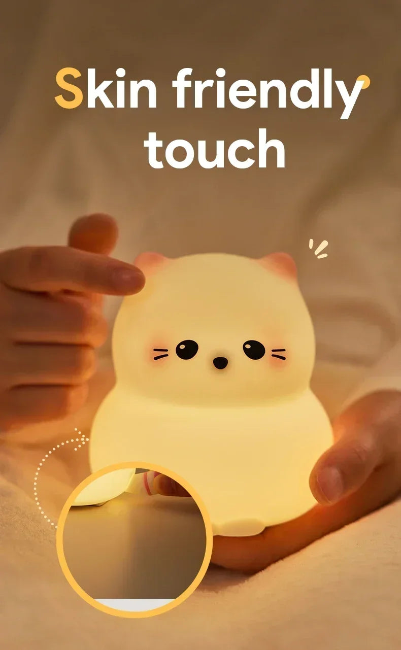 Cat LED Night Light β Soft Silicone Pat Lamp for Kids π±