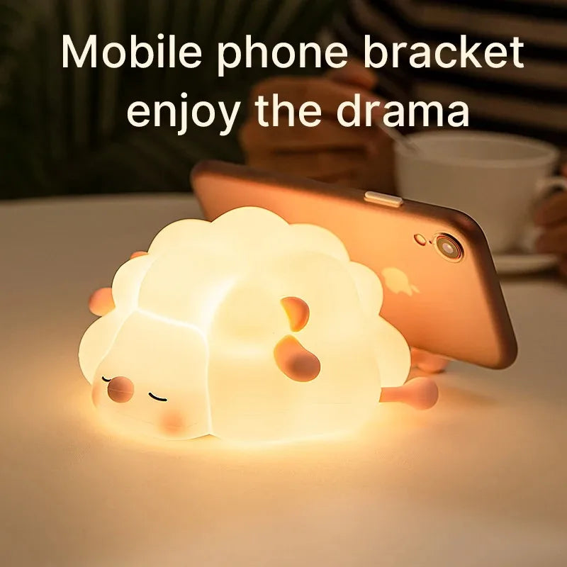 Sheep LED Night Light β USB Silicone Lamp with Phone Holder π