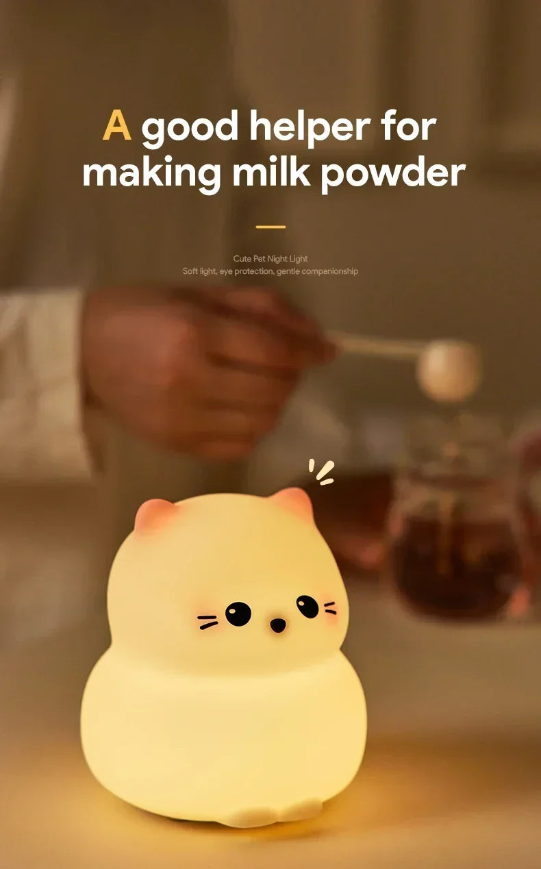 Cat LED Night Light β Soft Silicone Pat Lamp for Kids π±