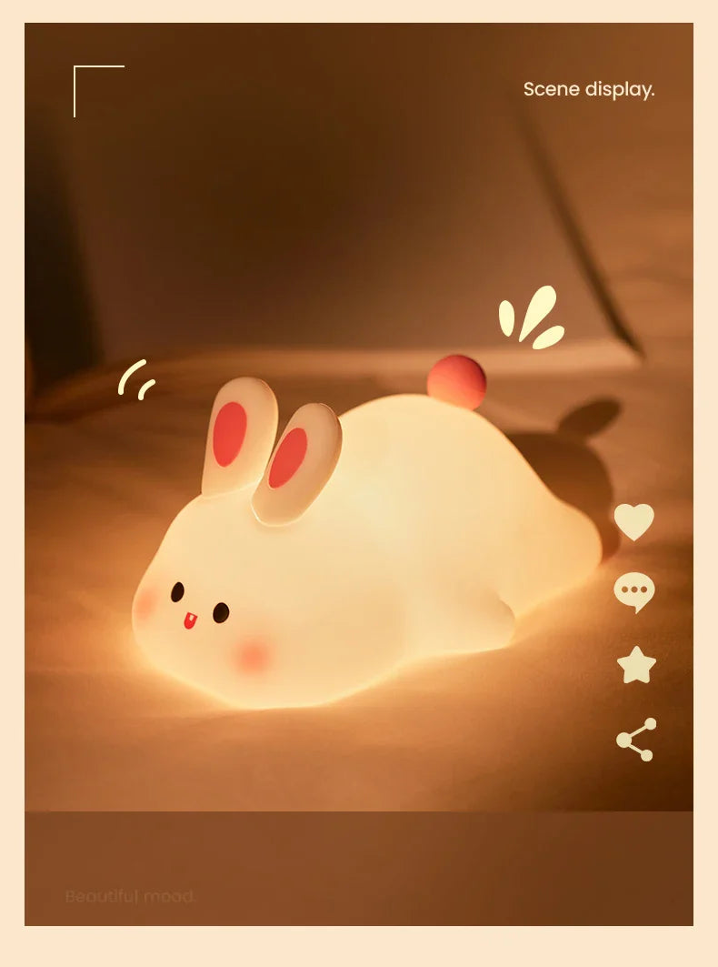 Soft Silicone Rabbit Night Lamp β Cute Cartoon Touch Light for Kids & Nursery Gift