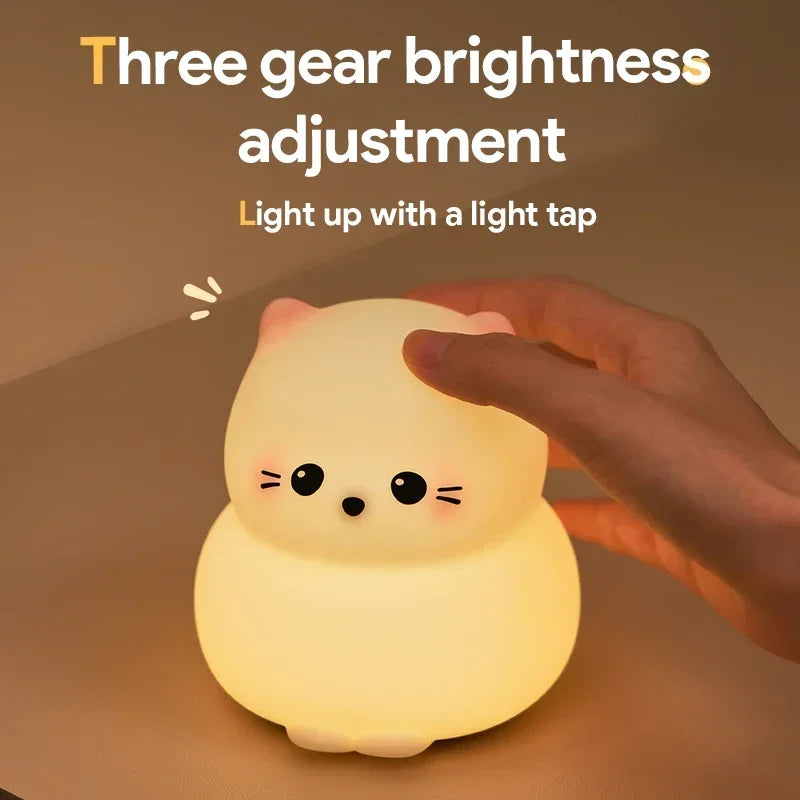 Cat LED Night Light β Soft Silicone Pat Lamp for Kids π±