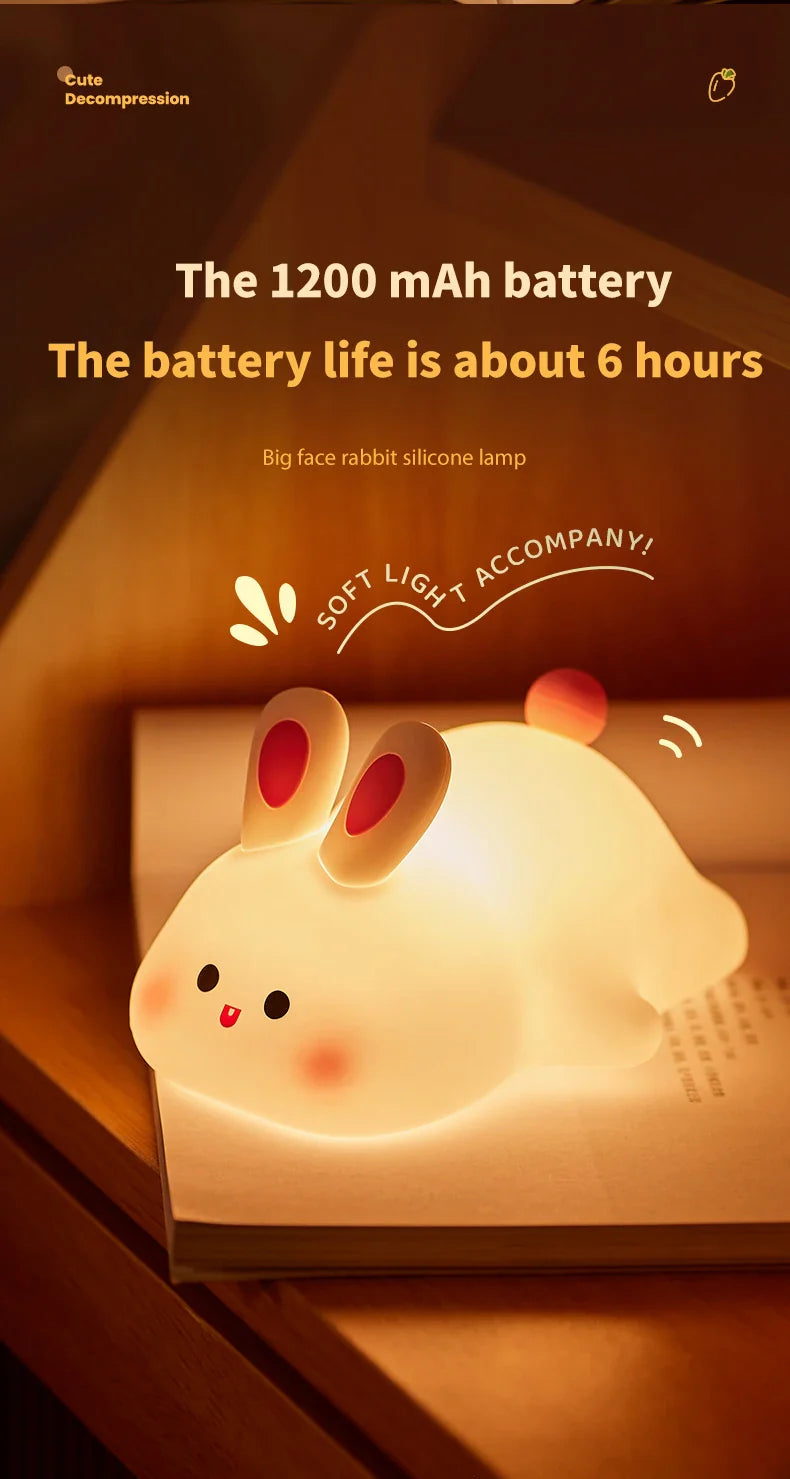 Soft Silicone Rabbit Night Lamp β Cute Cartoon Touch Light for Kids & Nursery Gift