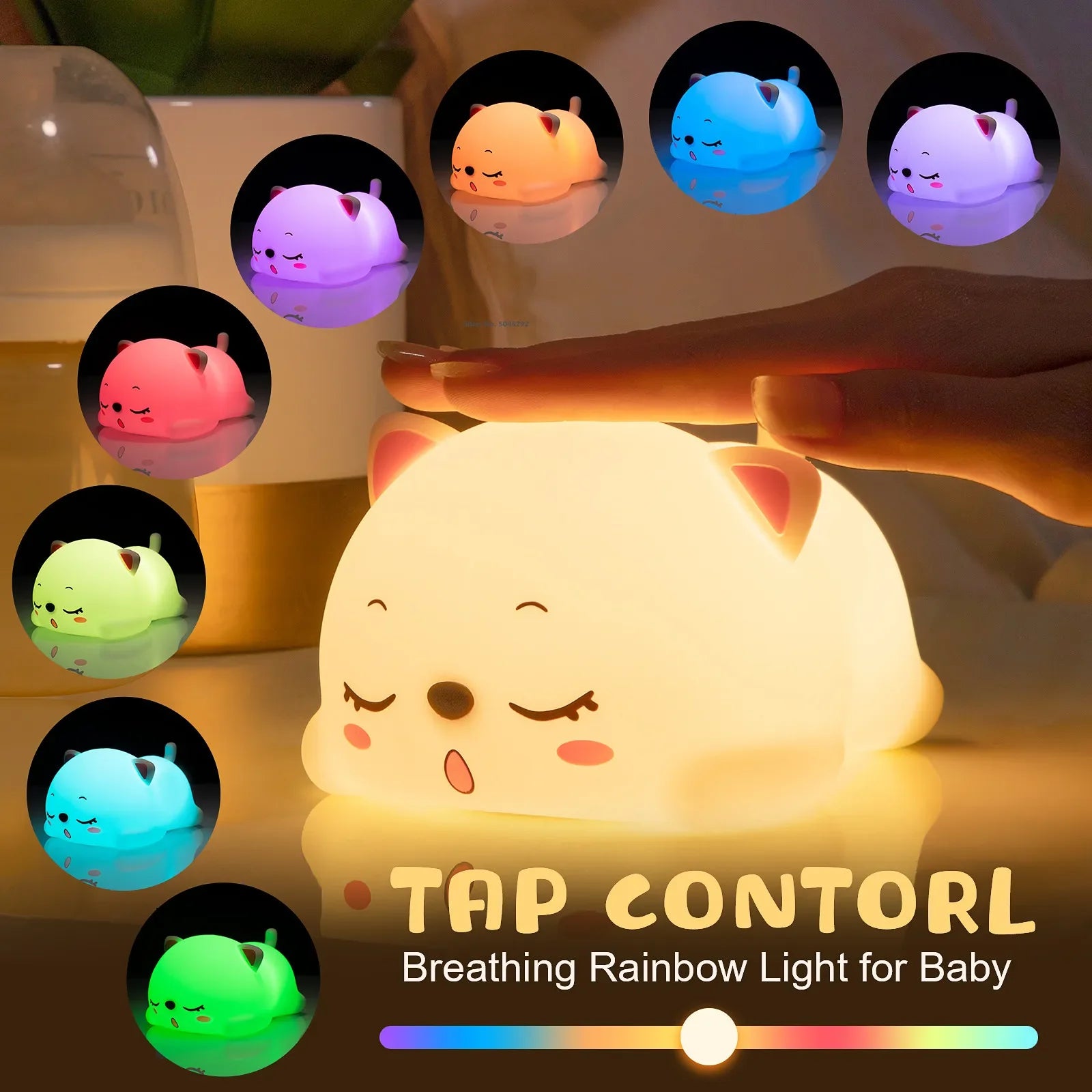 Cat LED Night Light β Touch & Remote Silicone USB Lamp π±